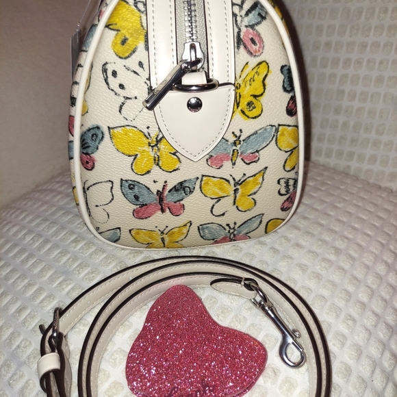 Coach NWT Rowan Satchel Crossbody w/ Butterfly Print & New Butterfly Mirror - Picture 5 of 15